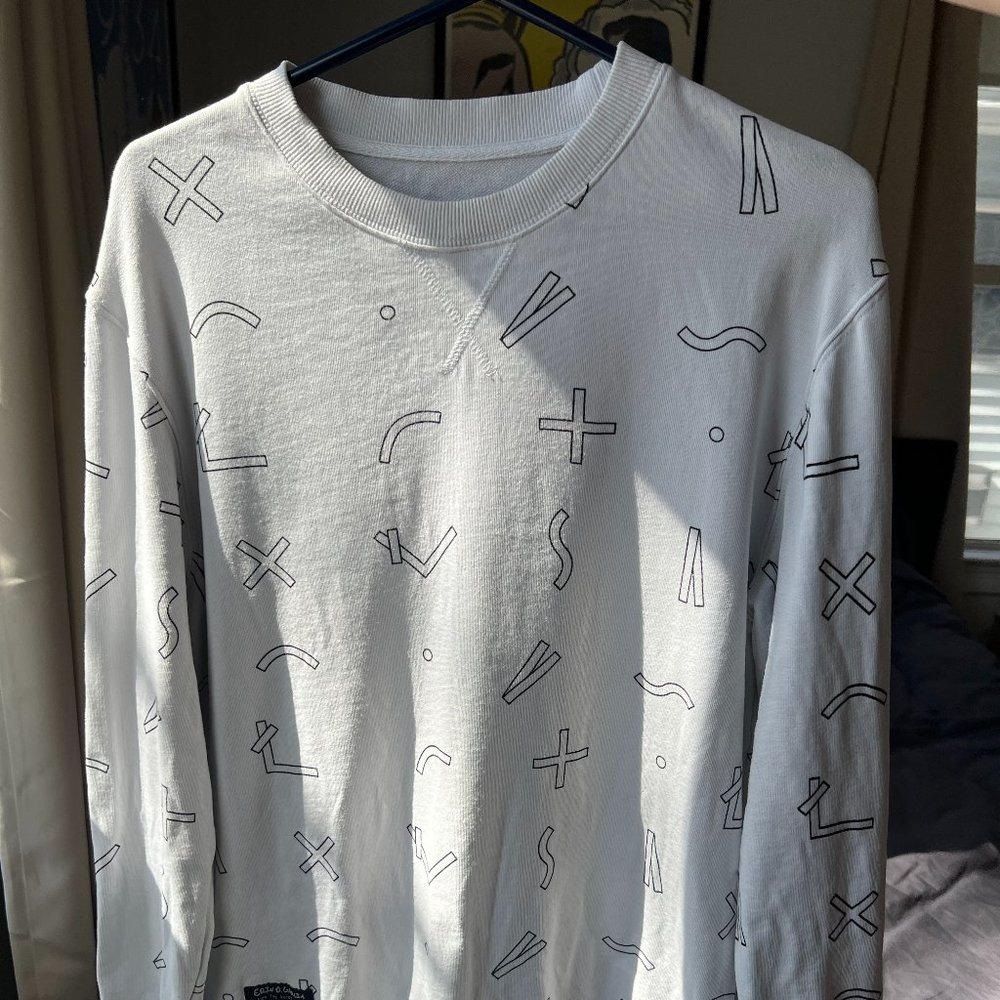 Quiet Life White Patterned Sweater Crew Neck Men's Size Medium
